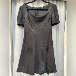 Black with a rose print mini dress size large